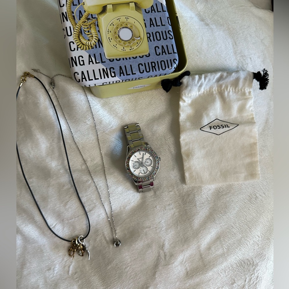 Fossil Watch and Necklace Set